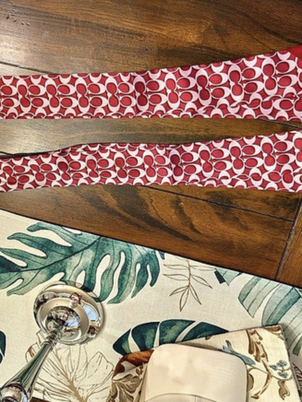 COACH Pink & White Geometric Tie Set